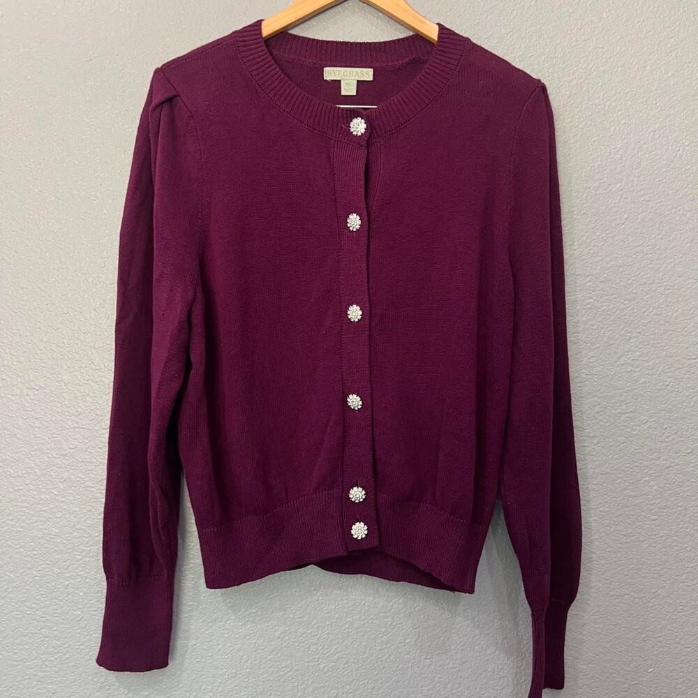 Rye grass burgundy knit cardigan
